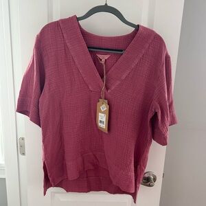 Faherty Women's Dune Cotton Gauze Short Sleeve Popover